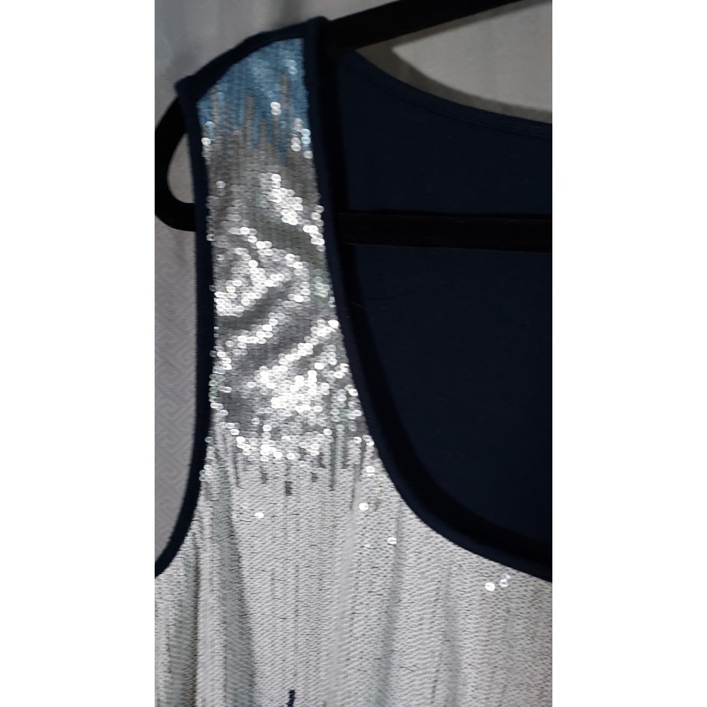 Peter Nygard Tank Top Womens 3X Blue Silver Sequin Ombre Scoop Neck Sleeveless - Picture 4 of 7